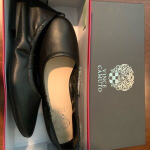Vince Camuto Black Royal Nappa Flats